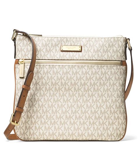 michael kors signature bedford flat small crossbody|Bedford Small Logo Stripe Crossbody Bag .